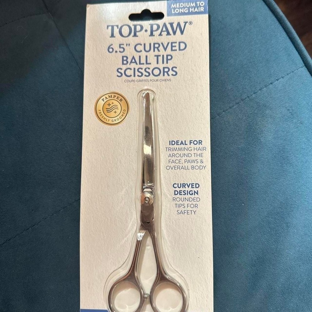 Top Paw 6.5" Curved Ball Tip Grooming Scissors for Dogs Medium Long Hair New